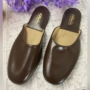 🌷 Pullman 🌷 Brown Leather Vintage Men’s Slippers Indoor Outdoor Shoes